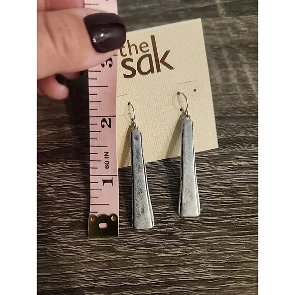 NWT Womens Earrings The Sak Womens Elongated Silver Metal Drop Earrings $29 - Picture 3 of 4